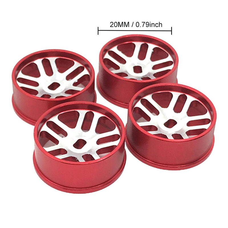 4Pcs Metal Wheel Rim Set Fit for WLTOYS K969 K979 K989 1/128 RC Car Red