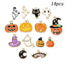 14PCS Multicolor Mixed Halloween Series Enamel Charms Pendant Jewelry Findings