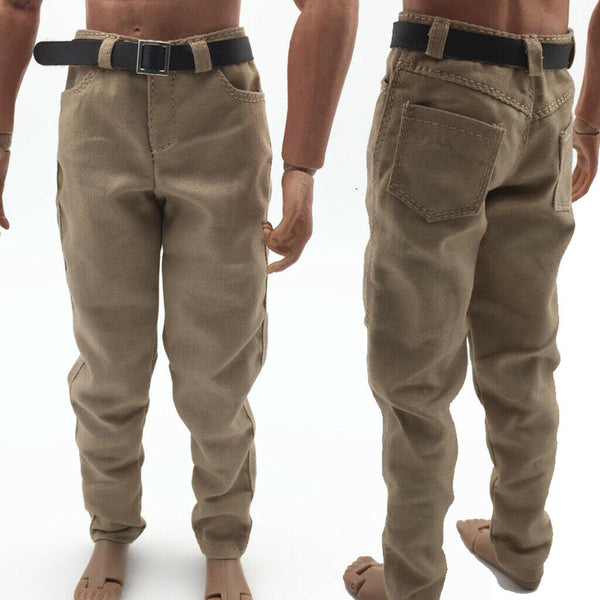 1/6 Plaid Shirt Khaki Pants Black Tie Male Outfit for 12'' Action Figures