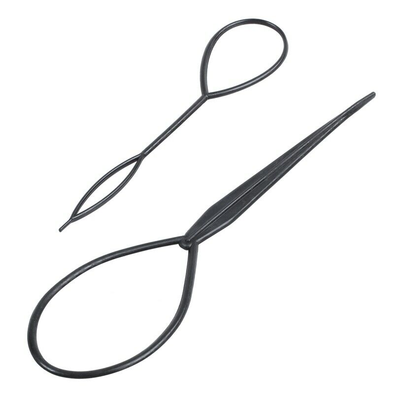 5X(2 pcs Topsy Tail Hair Styler Hair Style Hair Twister Snare Loop Black T9I8)