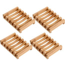 4 Pieces Wooden Soap Case Holder Natural Rectangular Wood Soap Dish Holder