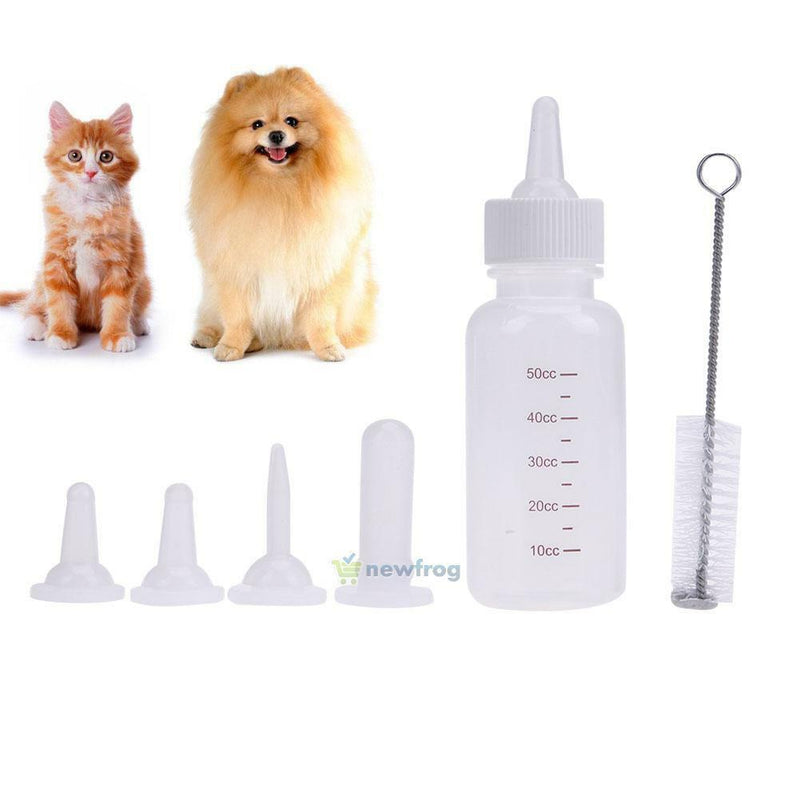 6Pcs Clear Puppy Kitten Feeding Bottle Pet Dog Cat Nursing Water Milk Feeder Kit