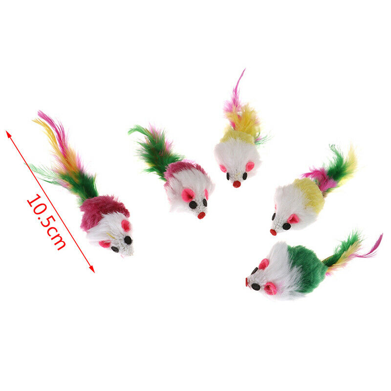 Mini Mouse Pet Cat Interactive Toys Cat Kitten with Colorful Feather Plush Funlj