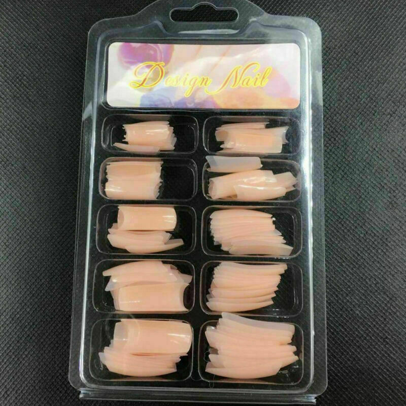 100X Nude Half Nail Tips South French Salon Acrylic Nail Art E0I6 Fals S8T4