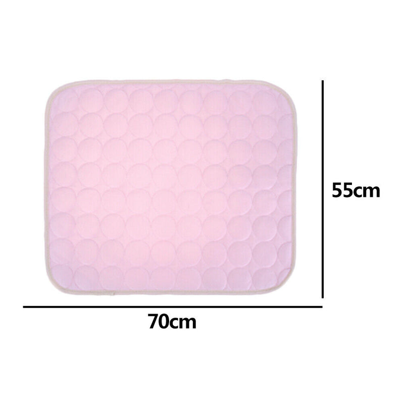 Summer Pet Cooling Ice Mat Cat Puppy Dog Sleeping Blanket Cushion (Pink L) A