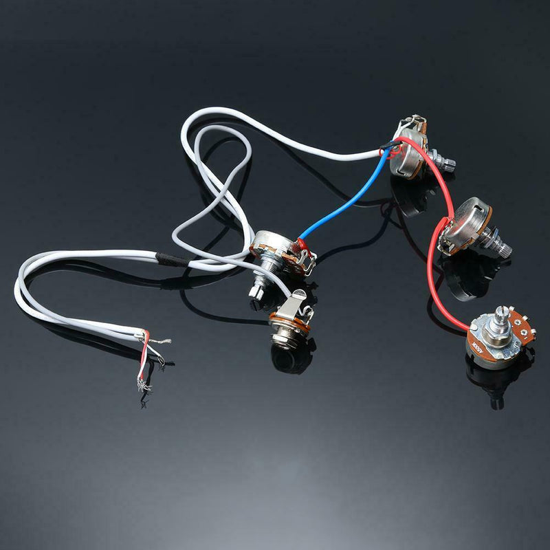 1Set Wiring Harness 2v2t Jack 500k Pots for Replacement LP Electric Guitar