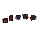 5pcs LED SPST 4PIN ON/OFF Boat Rocker Switch 6A/250V 10A/125V Car Dash RedAA