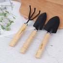 3Pcs/set Mini Garden Tool Sets Shovel Rake Spade Bonsai Tools Set Wooden Han Gw