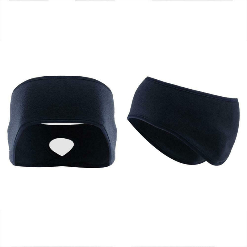 Outdoor Fleece Ponytail Headband Yoga Running Fitness Sweatband (Navy Blue) A