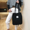 Women Canvas Handbag Solid Color Shoulder Shopping Bag Travel Tote (Black)