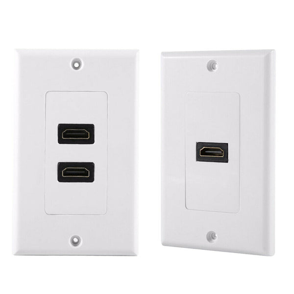 1/2 Port HDMI 2.0 Wall Face Plate Panel Cover Coupler Outlet Extender, White