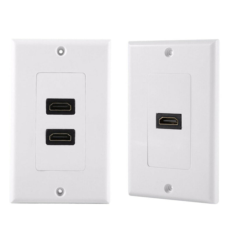 1/2 Port HDMI 2.0 Wall Face Plate Panel Cover Coupler Outlet Extender, White