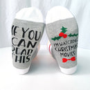 Unisex Christmas Design Socks Cotton Novelty Festive Sock One Size Pale Grey