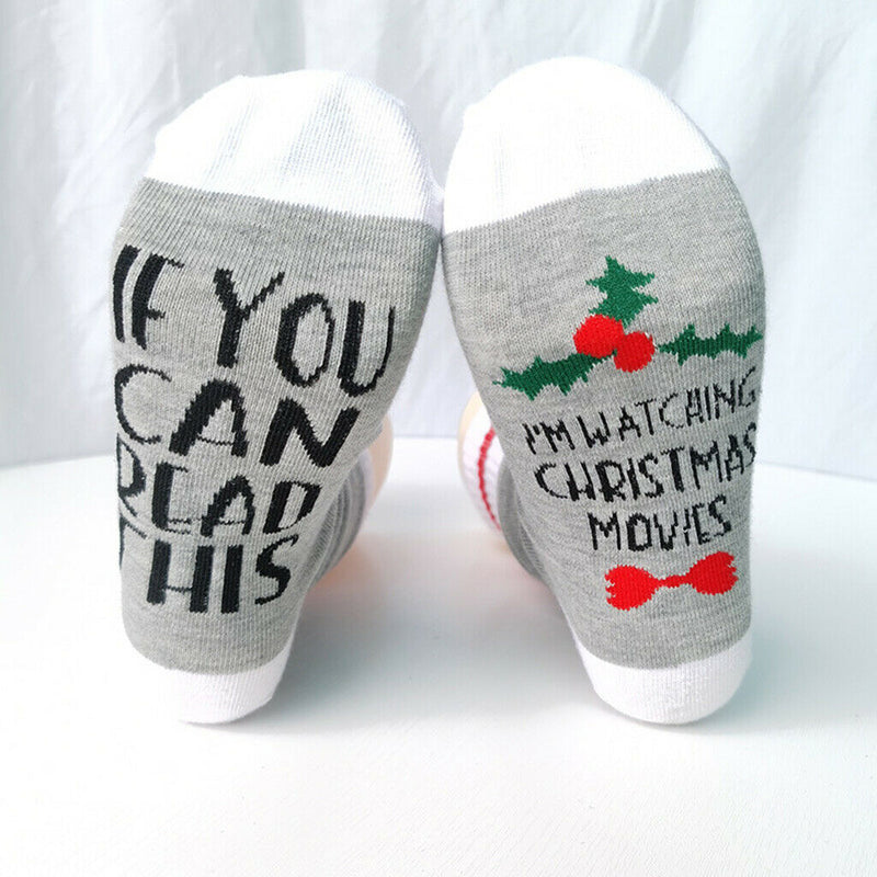Unisex Christmas Design Socks Cotton Novelty Festive Sock One Size Pale Grey