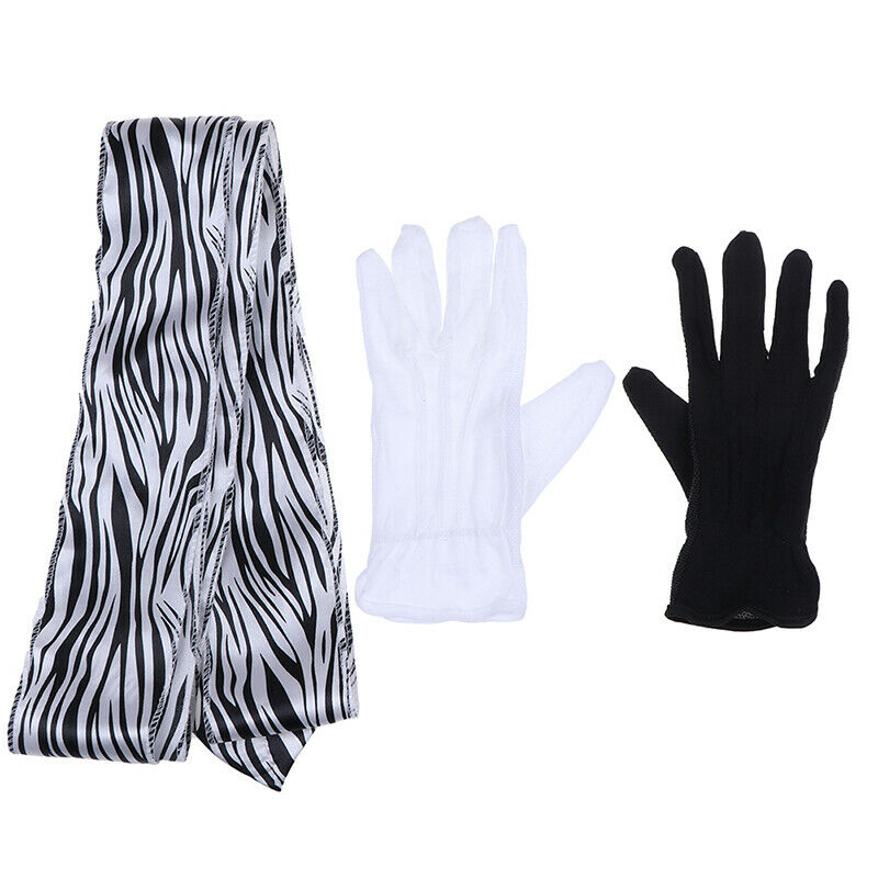 Black White Gloves To Stripe Silk Scarf Magic Tricks Magic Props Toys OZ