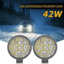 Offroad Round LED Work Light Bar Mini 42W Waterproof Spot Beam Driving Fog Lamp