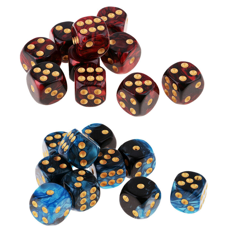 20 pack of 16mm Opaque Six Sided Spot Dice Games D6 D&D RPG