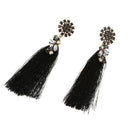 Round Flowers Top Tassel Long Earrings for Women Sexy Charm Fringed Drop Da