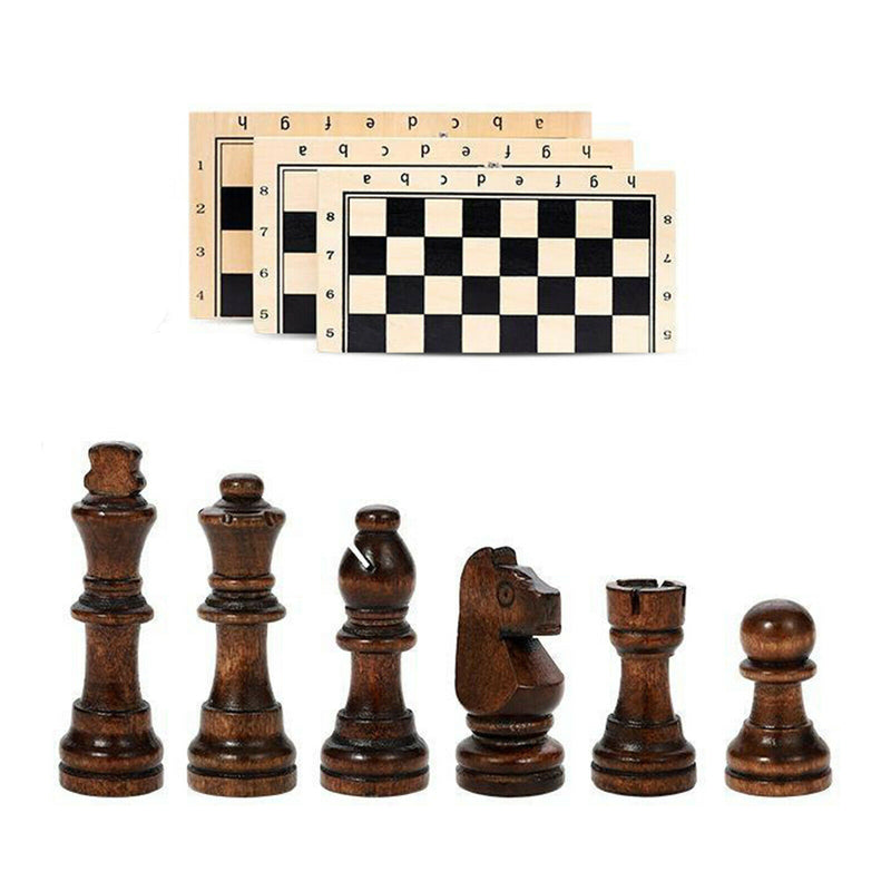 Handmade Folding Wooden Magnetic Chess Board Set with Extra 2 Queens, 39x39cm,