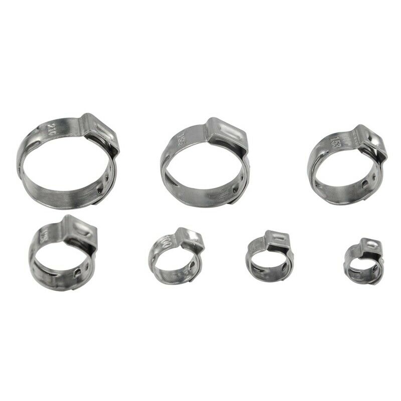 80 Pcs Single Ear Crimping Hose Clamp Single Ear Hose Clamps Double Ears Cl