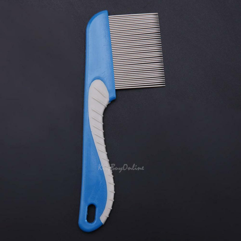 Dog Cat Pet Stainless Steel Rake Comb Hair Grooming Trimmer Cleaning Brush Blue