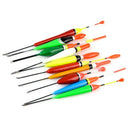 10Pcs/Lot Fishing Float Bobber Set Mix Size Color Plastic Vertical Buoy Fis Y4P1