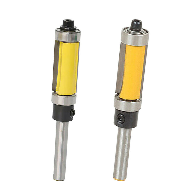 2pcs Trim Router Bits Kit, 1/4 Shank Bearing Woodworking Tool, Carbide Top and