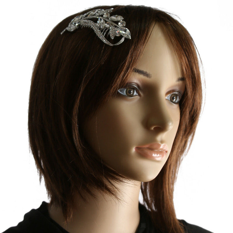 Elegant Leaf Design Rhinestone Hair Comb Wedding Party Bridal Hairdressing
