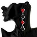 Fashion Acrylic Poker Card Heart Spade Diamond Long Stud Earrings Women Jewe Gw