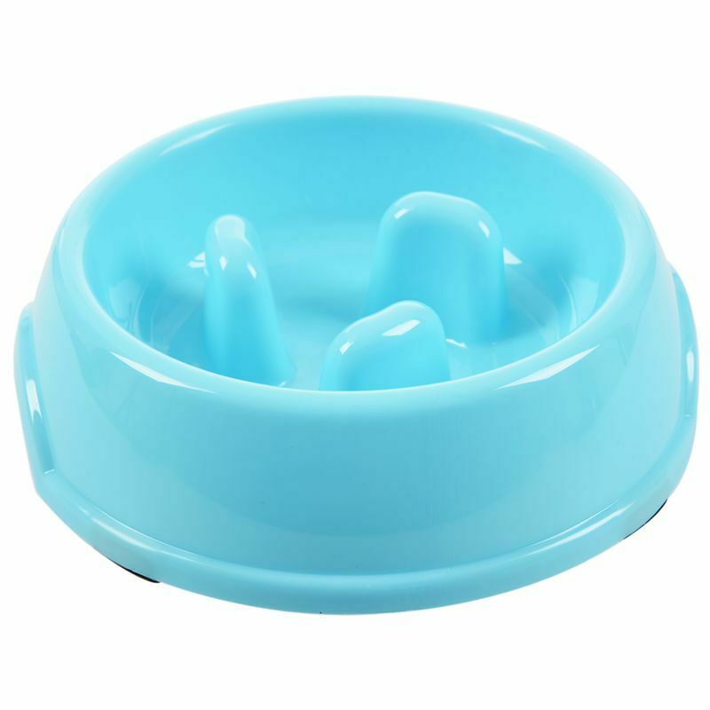 Puppy Dog Slow Down Eating Feeder Dish Pet Dog Feeding Food Bowl Blue