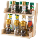 Wood 2-Layer Spice Rack Kitchen Multi-Function Countertop Seasoning Box Sto