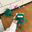 Cute cartoon stereo creative plush frog prince earphone set for Airpods 1/2