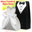 100X Tuxedo Dress Bride Wedding Bomboniere Ribbon Boxes Favor Guest Candy Gift