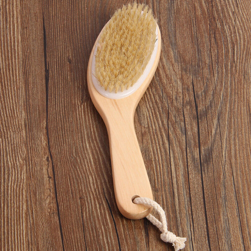 Body Natural Bristle Dry Skin Exfoliation Brush Massager Bath Shower-ScrubbeD Bj