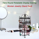 144 Holes 4 Tiers Round Rotatable Earrings Women Jewelry Stand Rack (Black)