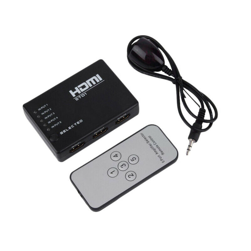 5 PORT HDMI Splitter Switch Selector Switcher Hub+Remote 1080p For HDTV ZKZ