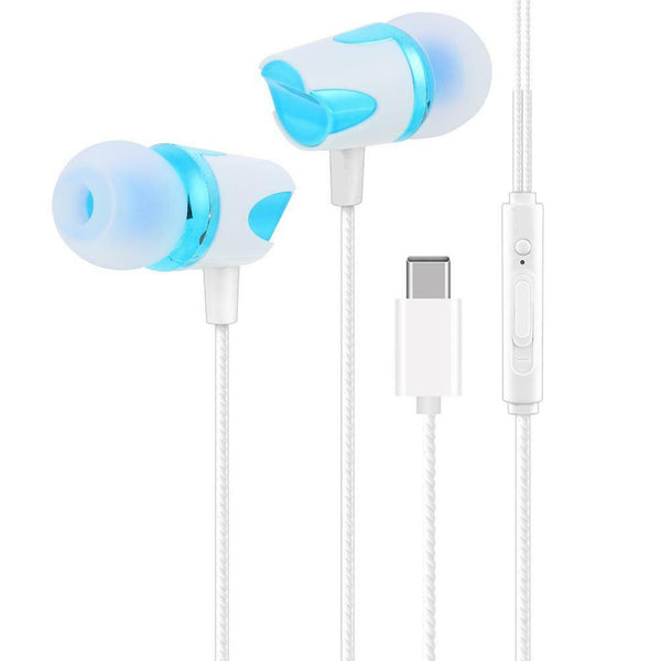 Type-C Connector In-Ear Earphone Deep Bass Wired Volume Control Earbuds w/Mic