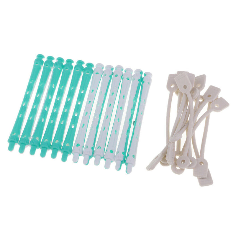 24 Pieces Salon Perm Rods Hair Roller With Rubber Band Curling Hairdressing