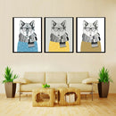 3 Panels Cute Modern Canvas Wall Art Paintings Animals Artwork for Bedroom D