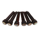 6 Pieces Wood Bridge Pins Shell Dot Inlay for Acoustic Guitar Rosewood