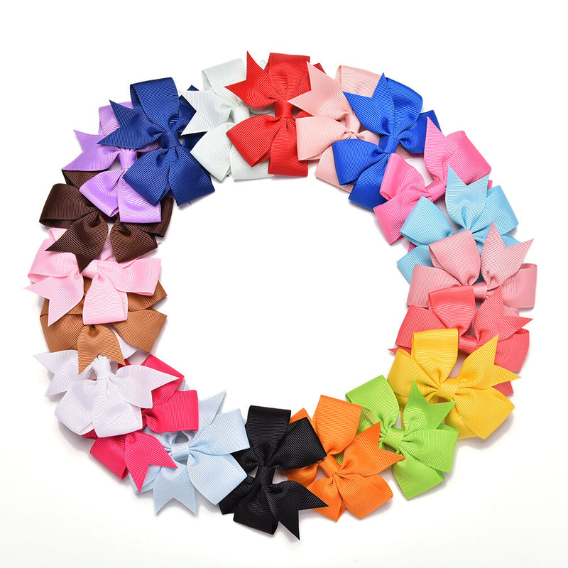 20Pcs Baby Girls Boutique Big Bow Hair Clips Grosgrain Ribbon Hairpin LIAU