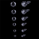 Men Women Stainless Steel Black Round Cubic Ear Studs Earrings 3mm-8mm 6Pair Hn