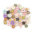 40pcs Alloy Enamel Assorted Mixed Daisy Flower Pendant Charm Jewelry Accessories