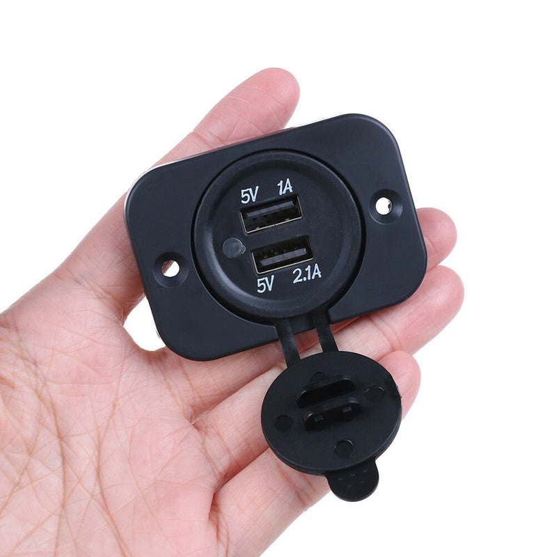 Dual 2 USB outlet 1A & 2.1A port socket charger for car boat motorcycle 12voltMO