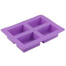4 Cavity Silicone Rectangle Soap Making Mould Candy Fondant Cake Chocolate