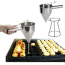 Durable Stainless Steel Funnel Octopus Balls Tools With Rack 1.2L