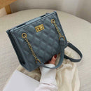 Solid Color Women Chain Handbag Leather Messenger Shoulder Tote Bag (Blue)
