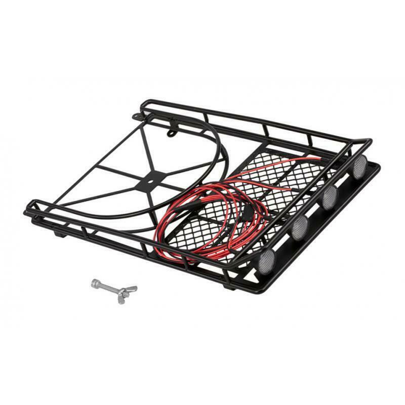 RC 1:10 Roof Luggage Rack with 4 Pieces LED Light Bar for D90 Rc 4wd Axial scx10