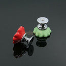 Home Ceramic Plum Blossom Cabinet Knob Door Bin Cupboard Drawer Pull Handle -Red