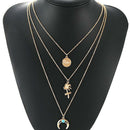 Fashion Women Multilayer Coconut Tree Moon Pendant Choker Necklace JewelryGiftOZ